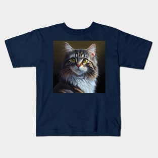 Beautiful Maine Coon Tabby Cat Kids T-Shirt